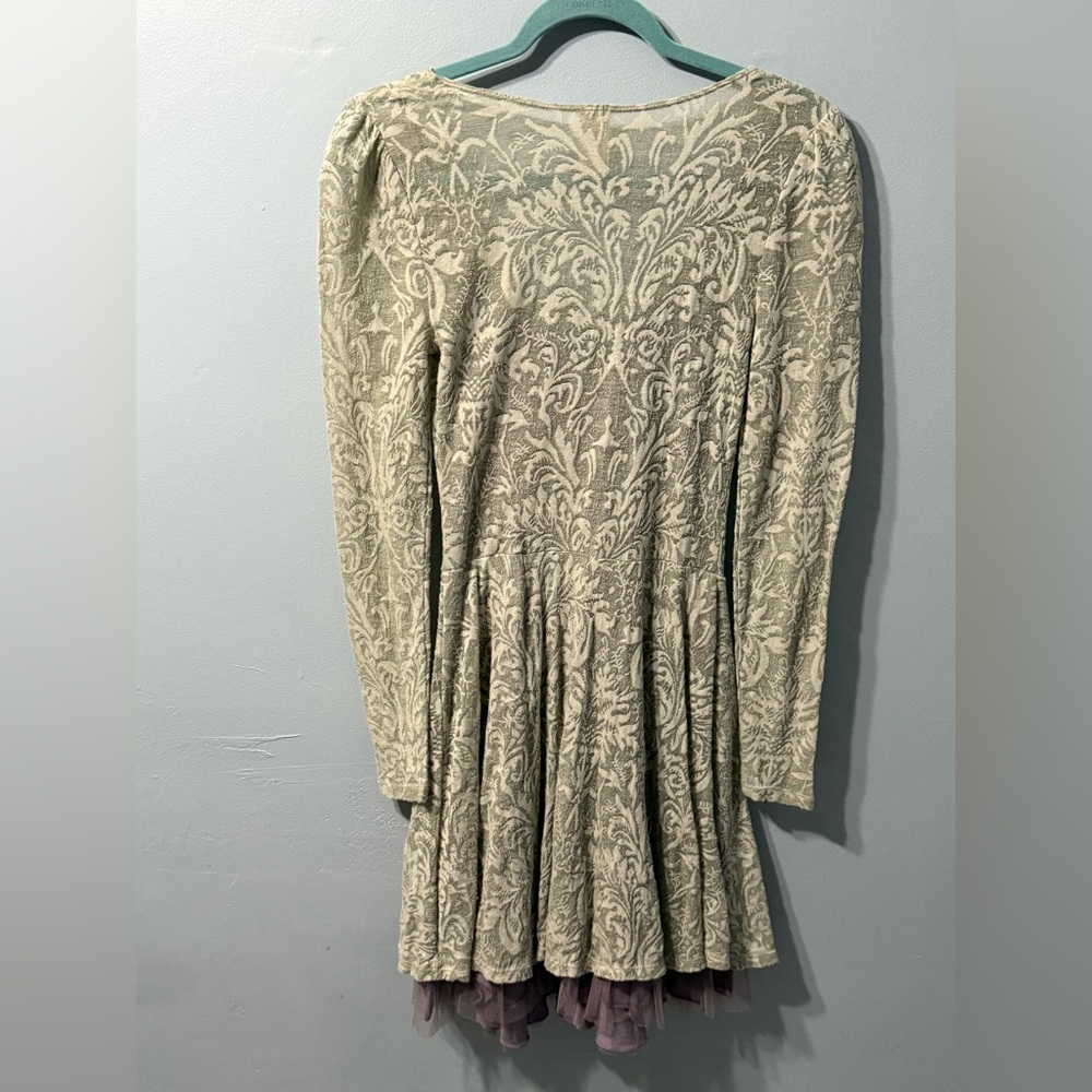 Free People Floral Lace Fit and Flare Dress Grey and Light Purple Women’s Size S - Picture 7 of 13
